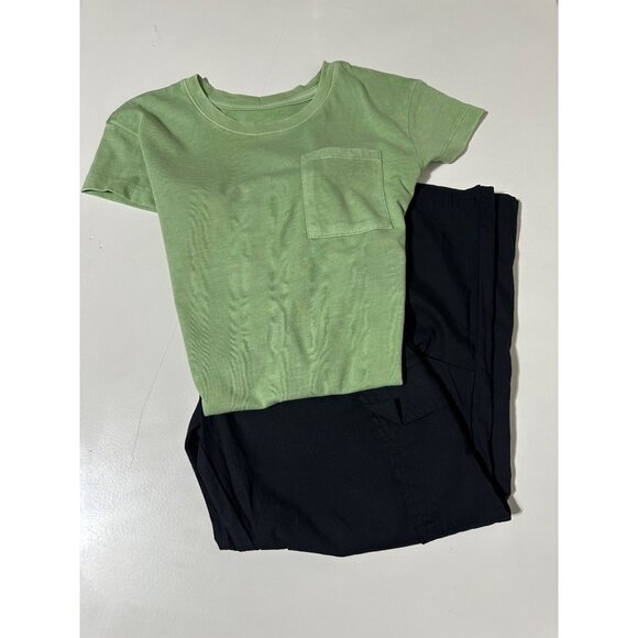Cat & Jack Girls Plain Pocket Tee 6/7 & Art Class Wide Leg Cargo Pant 6/7 NWT - Picture 1 of 7